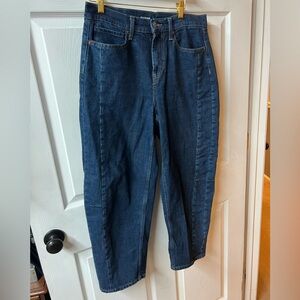 Old Navy Women's Dark Blue Barrel Leg High Waisted Jeans